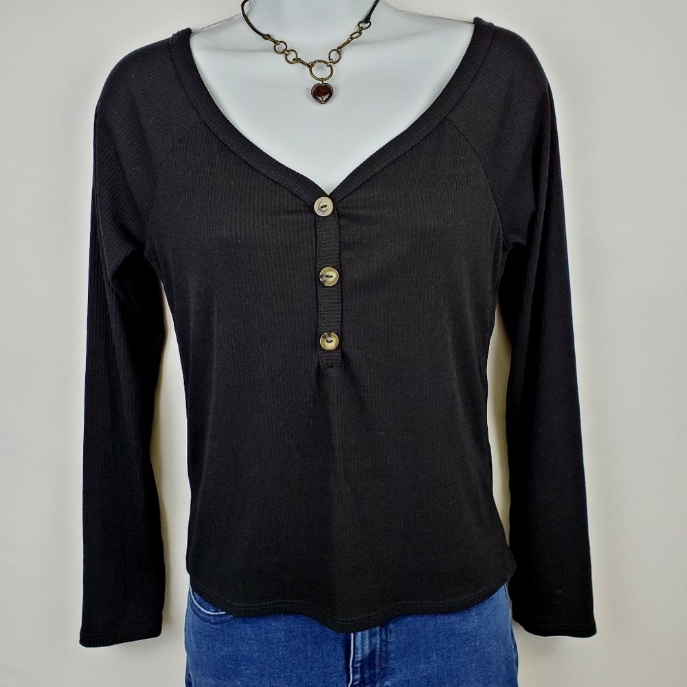 NWOT Caution to the Wind Black Ribbed Top
